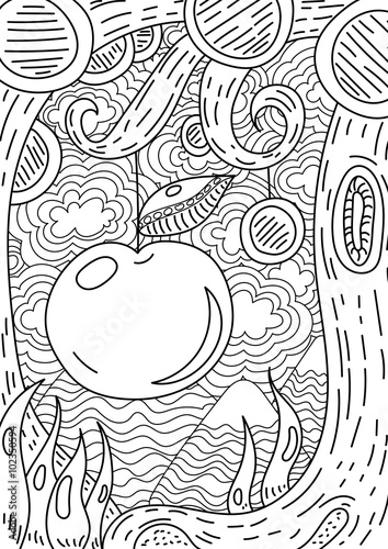 Pattern for coloring book. Ethnic retro design