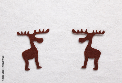 Two felt reindeer decoration