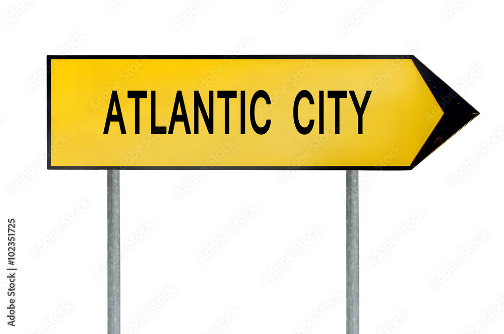 Yellow street concept sign Atlantic City isolated on white Yellow street concept sign Atlantic City isolated on white
