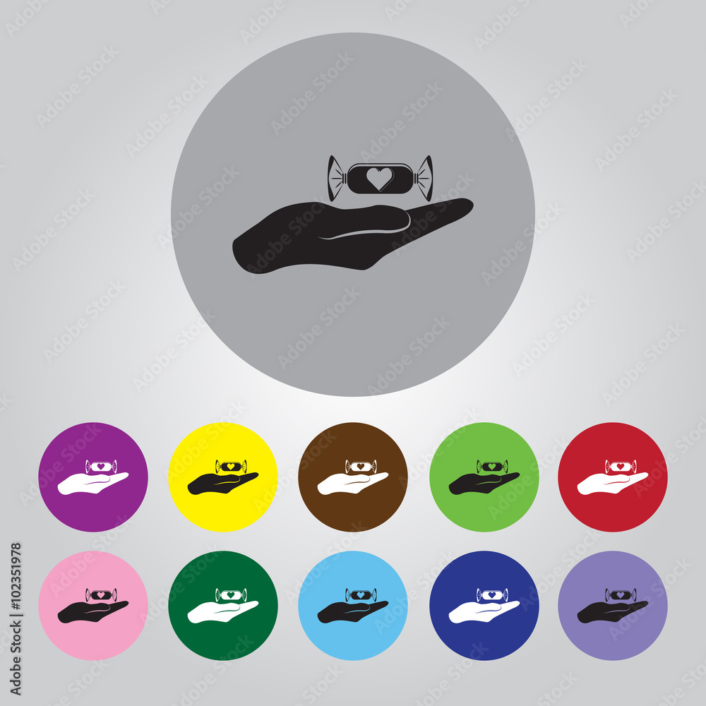 Candy on hand - Valentine's Day vector icon Candy on hand - Valentine's Day vector icon