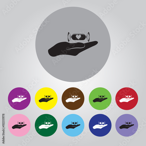 Candy on hand - Valentine's Day vector icon