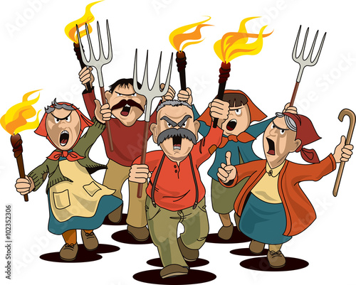 Angry villagers on the march