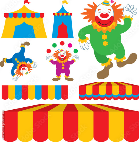 Circus clowns and circus design elements