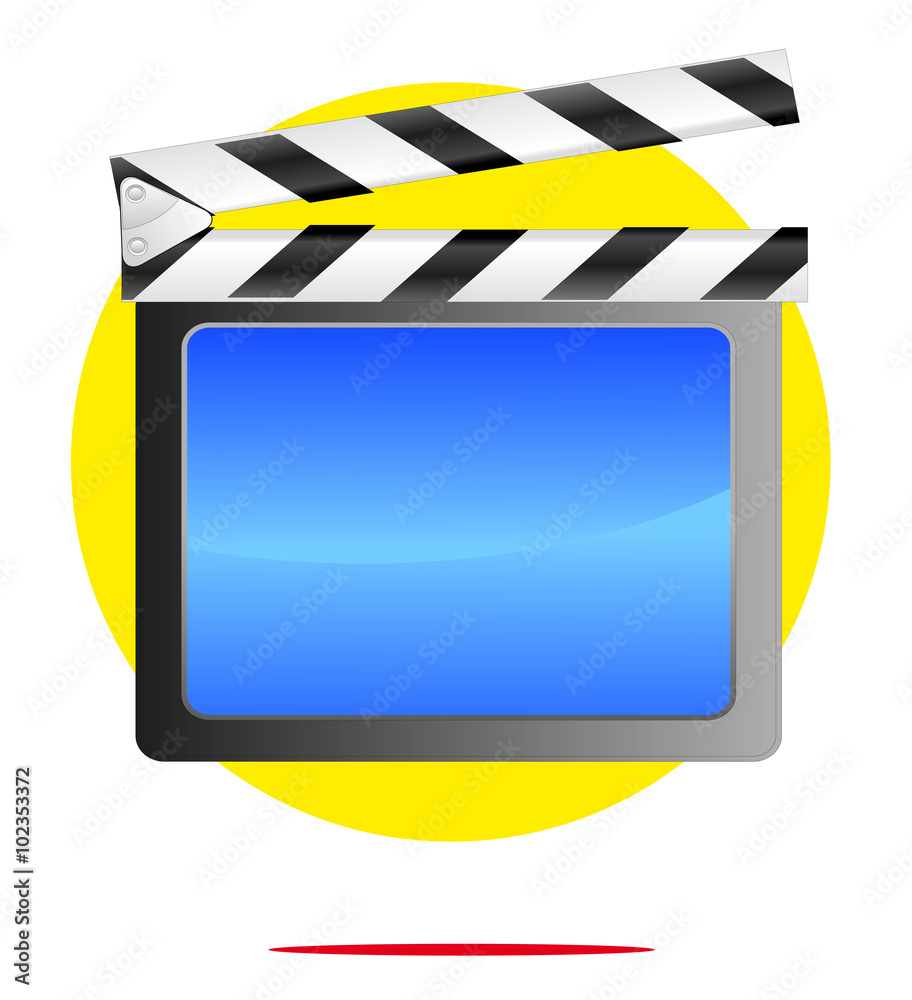 Illustration of movie symbol with yellow circle background
