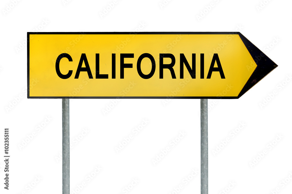 Yellow street concept sign California isolated on white Yellow street concept sign California isolated on white