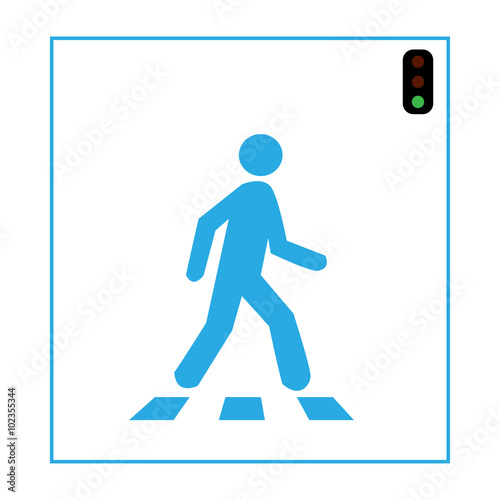 Crosswalk graphic sign vector. Man  walk on crosswalk