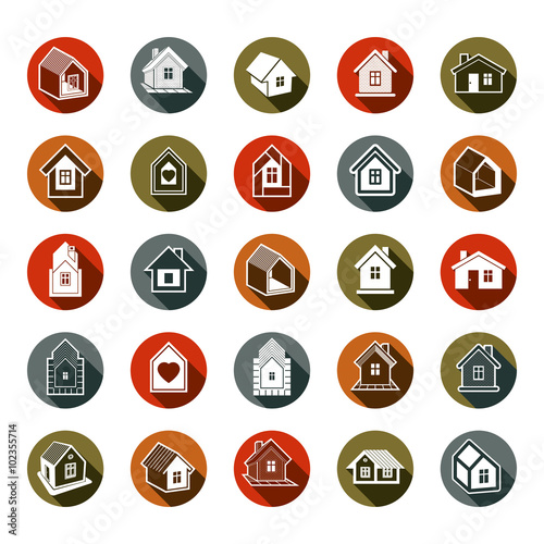 Houses abstract icons, can be used in advertising 