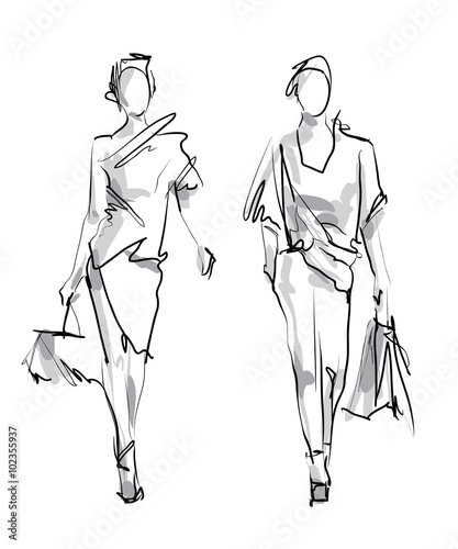 Fashion model. Sketch.