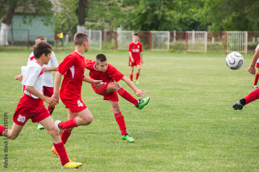 boys kicking football