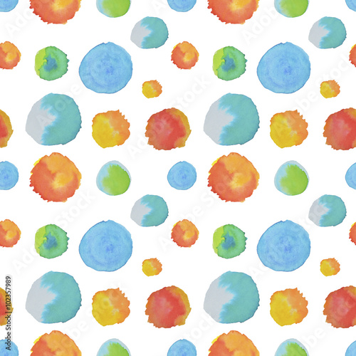 Seamless pattern with round watercolor elements