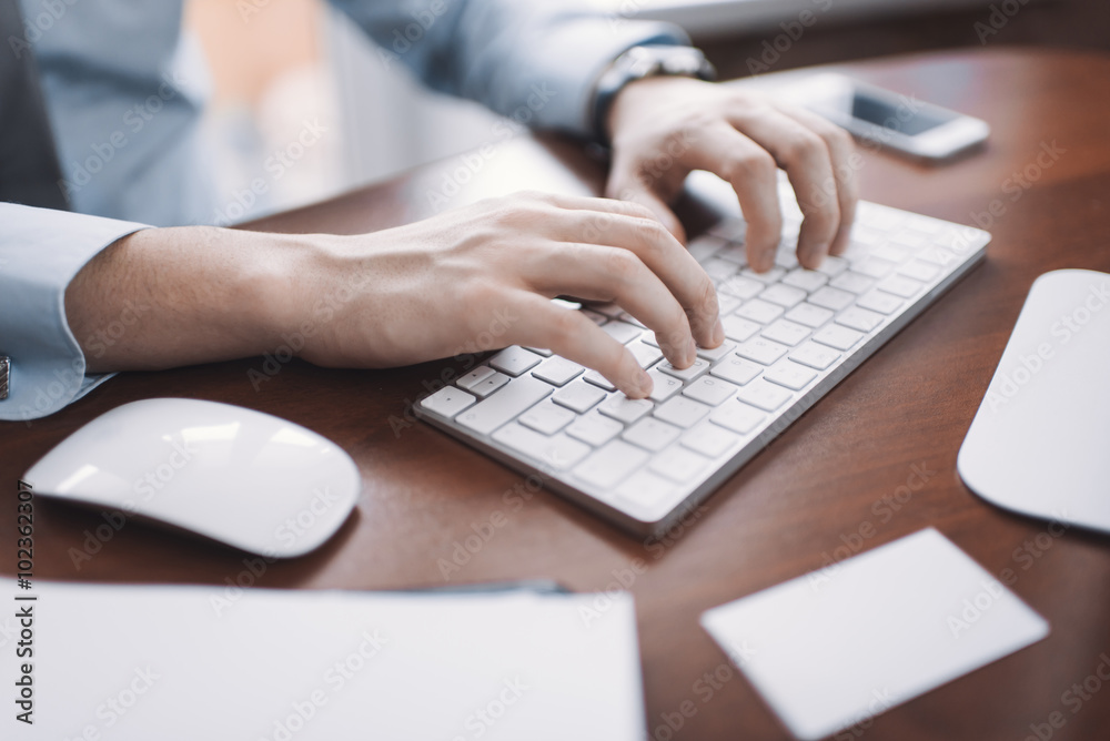 male hands typing on keyboard close male hands typing on keyboard close