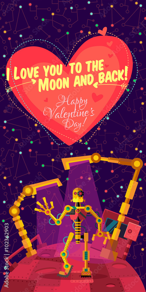 Vector illustration in flat style about Robot. Greeting card Vector illustration in flat style about Robot. Greeting card