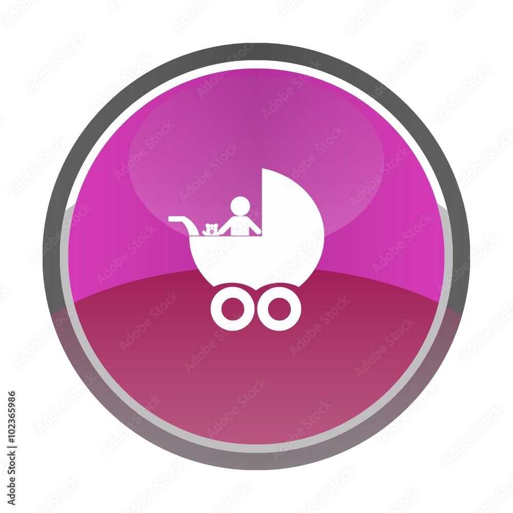 Poussette pour bébé dans un bouton rose Poussette pour bébé dans un bouton rose