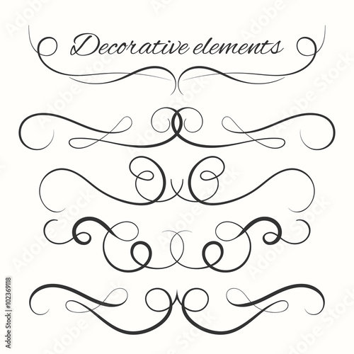 Hand drawn dividers set. Decorative borders set. Ornamental decorative elements