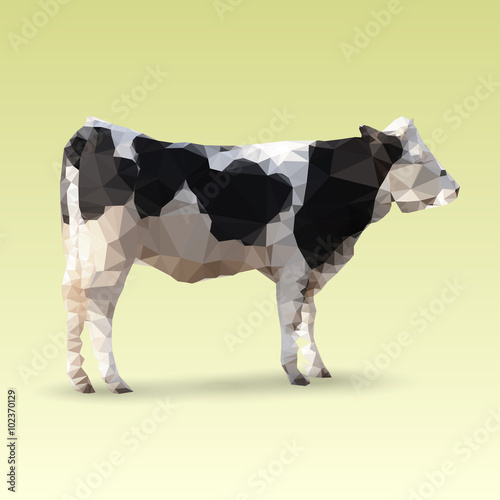 Isolated Cow made with triangles. Vector polygonal illustration