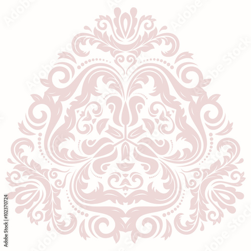 Damask floral triangular pink pattern with oriental elements. Abstract traditional ornament © Fine Art Studio