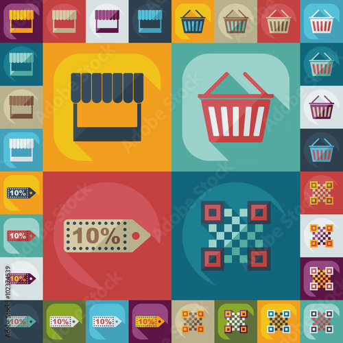 Flat concept, set modern design with shadow marketing sales