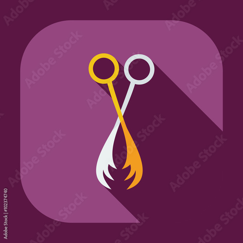 Flat modern design with shadow icons thinning scissors