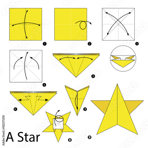 step by step instructions how to make origami A Star.