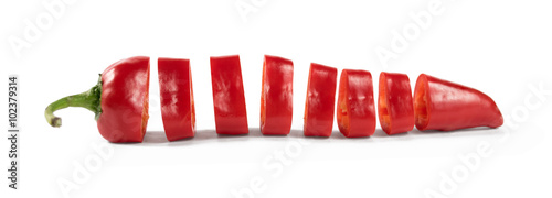  cut red pepper on a white background