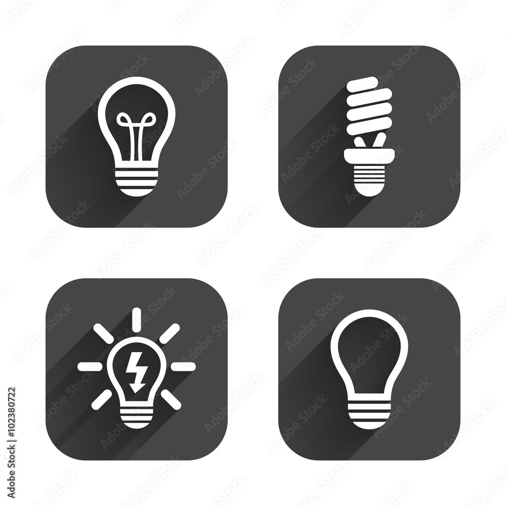 Light lamp icons. Energy saving symbols. Light lamp icons. Energy saving symbols.