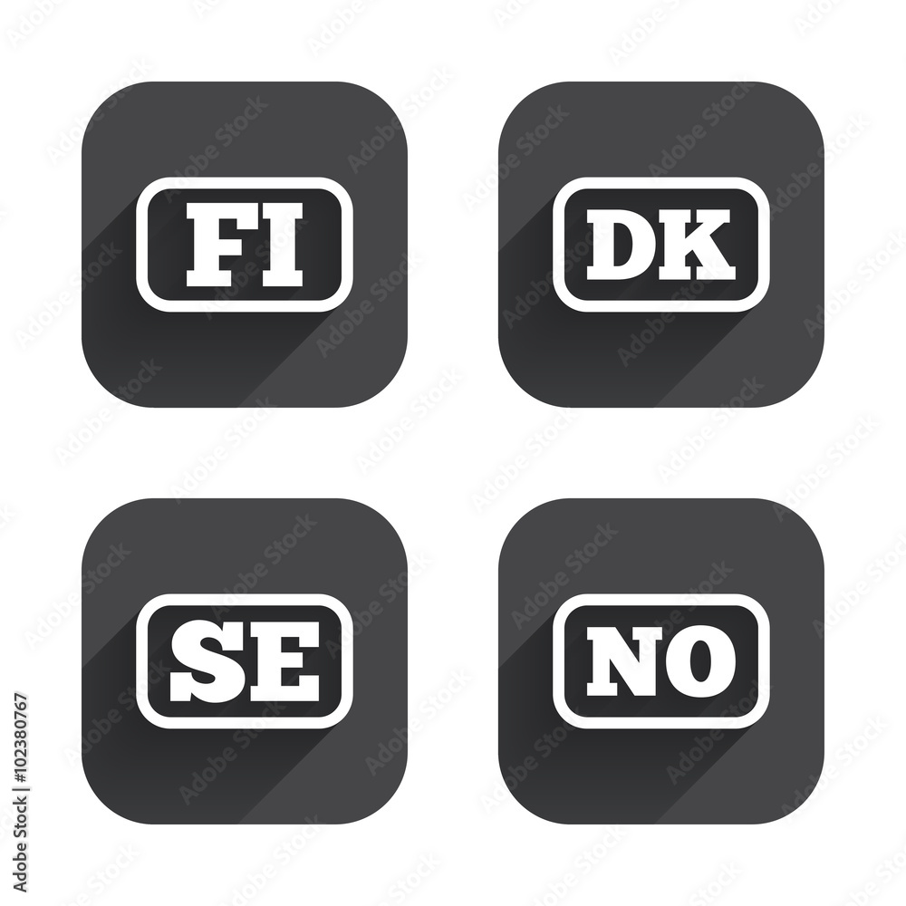 Language icons. FI, DK, SE and NO translation. Language icons. FI, DK, SE and NO translation.