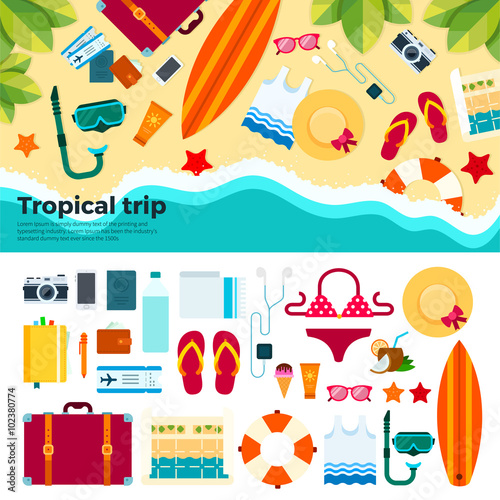 Kit for tropical trip on sand