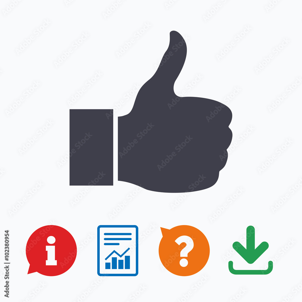 Like sign icon. Hand finger up symbol. Like sign icon. Hand finger up symbol.