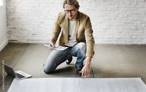 Businessman Design Laptop Technology Copy Space Concept photo