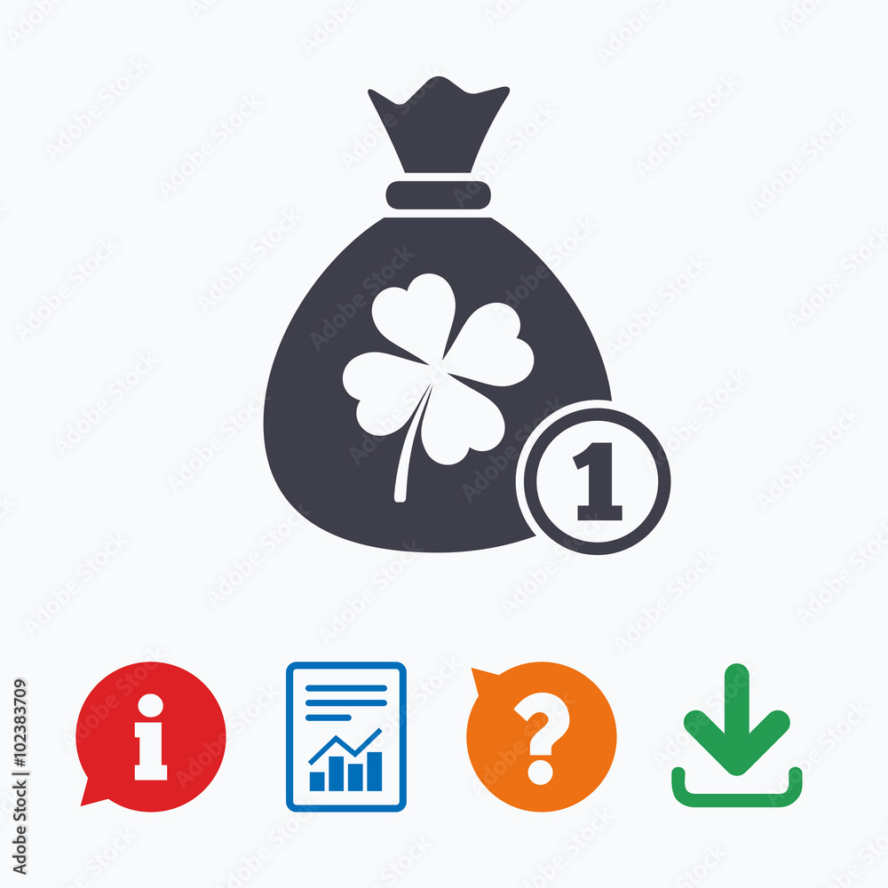 Money bag with Clover sign. St. Patrick symbol Money bag with Clover sign. St. Patrick symbol