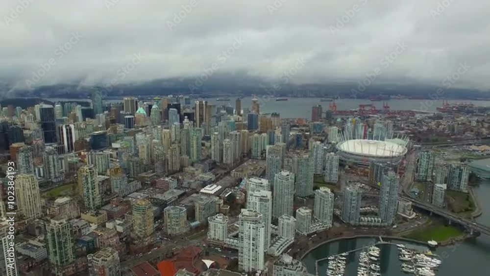 Aerial Canada Vancouver BC
Aerial video of downtown Vancouver BC in Canada on an overcast day.