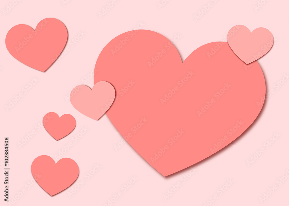 Valentine paper hearts background