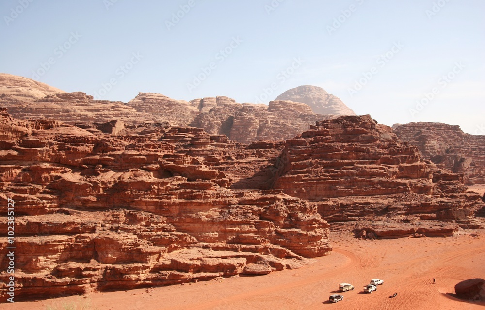 desert and sandstone and red rocks in Wadi Rum desert, Jordan desert and sandstone and red rocks in Wadi Rum desert, Jordan