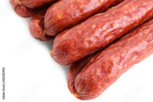 Tasty smoked beef sausages.