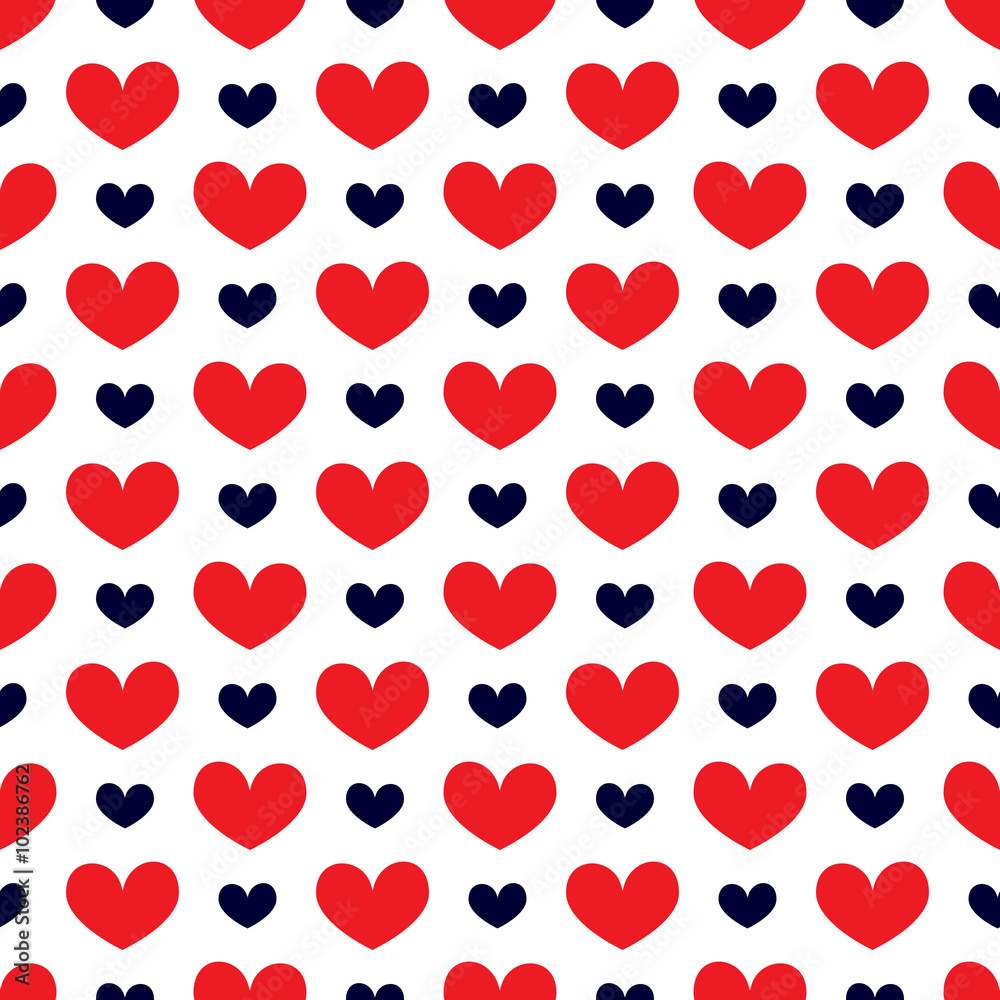 Seamless geometric pattern with hearts. 
