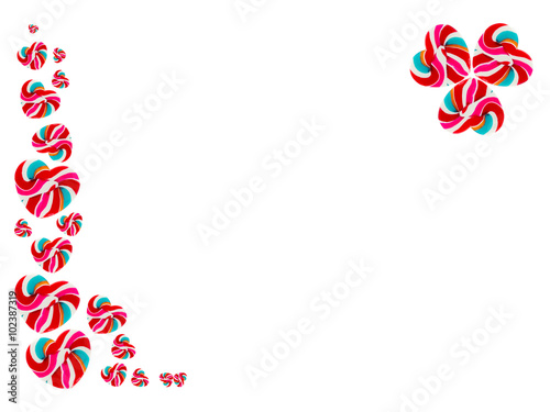 Heart shaped colorful lollipop on white background