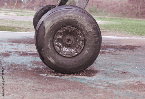 wheel of an old aircraft