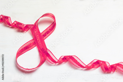 Red gift celebration ribbon in 8 digit shape
