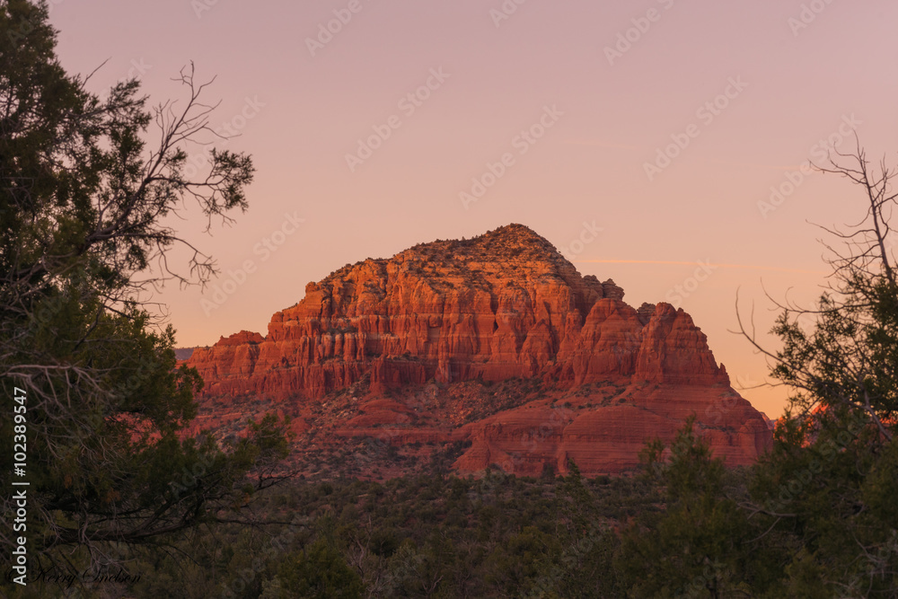 Sunset on the Red Rock of Arizona