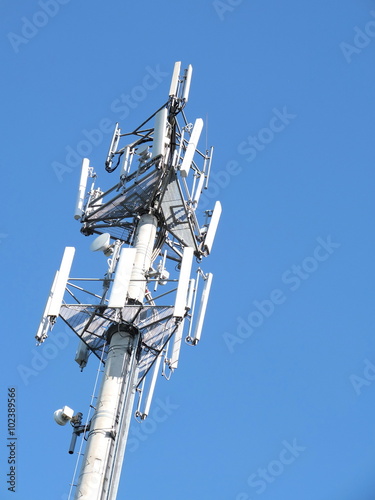 Telecommunications cell phone tower with antennas, Melbourne 2016