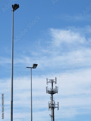 Telecommunications cell phone tower and light poles, Melbourne 2016