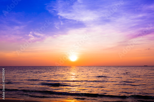 sunset and beach.  Beautiful sunset above the sea