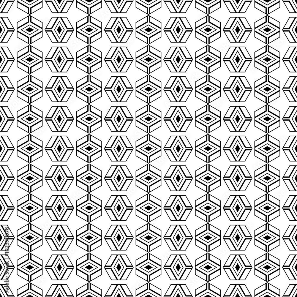 Seamless black and white decorative vector background with abstract geometric pattern. Print. Repeating background. Cloth design, wallpaper. Seamless black and white decorative vector background with abstract geometric pattern. Print. Repeating background. Cloth design, wallpaper.
