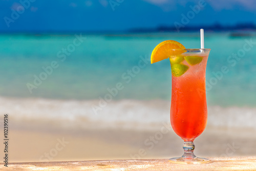 Tropical cocktail on the beach