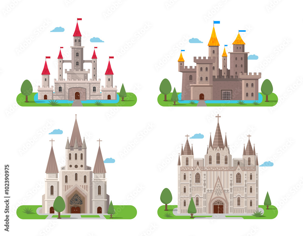 Medieval ancient castles set