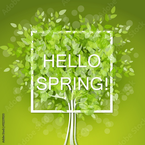 Vector heart shaped tree with green leaves