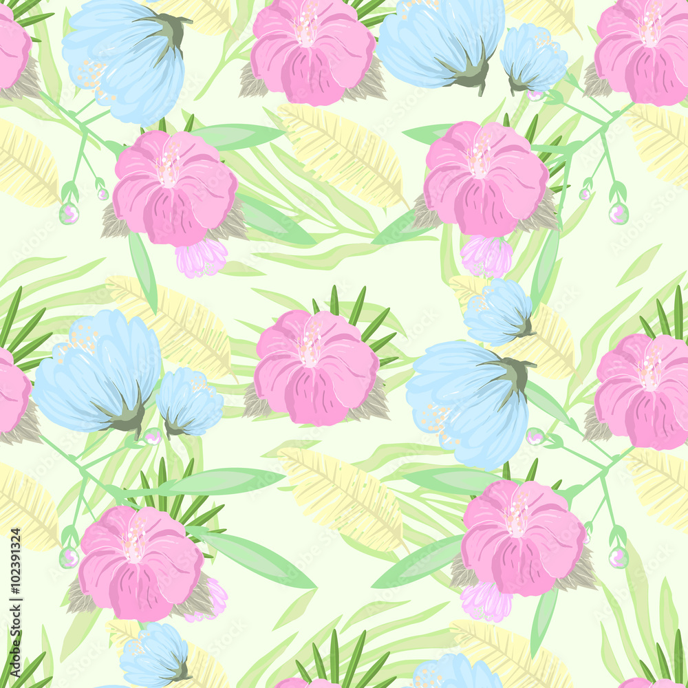 Tropical Flower Pattern. Vector Illustration Tropical Flower Pattern. Vector Illustration