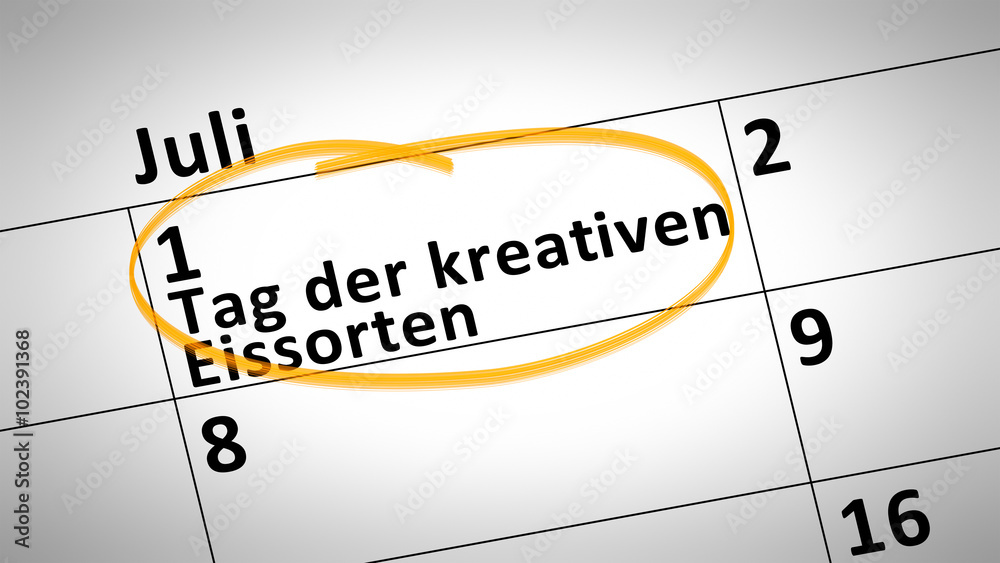 Day of creative ice cream first of July in german language Day of creative ice cream first of July in german language