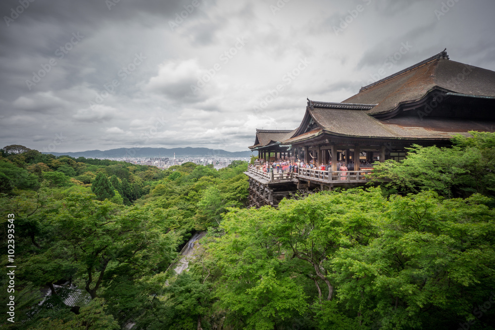 Long exposure Kiyomizu-dera Temple in Kyoto, Japan