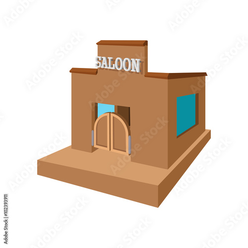 Western saloon cartoon icon 